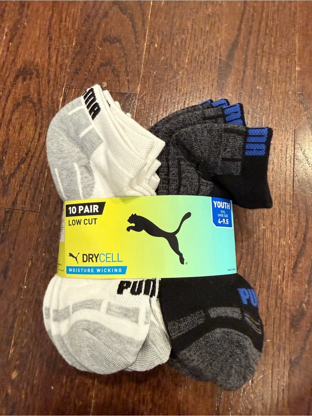 Puma Youth Low Cut Socks - Gray, White, Black Accents (10-Pack)